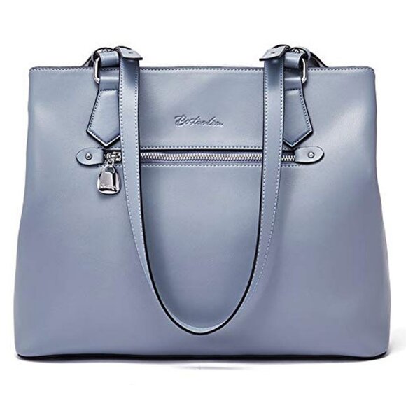 Bostanten Women's Light Blue Genuine Leather Handbag Purse - EUC - Picture 1 of 8